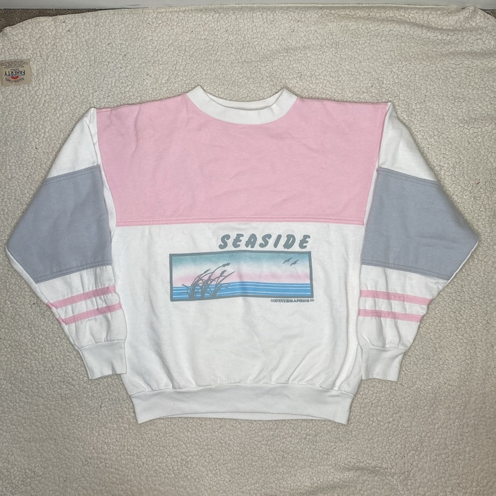 Vintage Alore Seaside Pastel Sweatshirt: Size Large